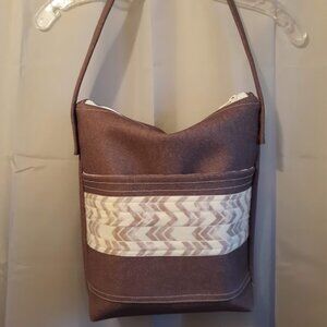 New Southwestern Floral Faux Leather Tote Purse shoulder Bag Purple Carryall
